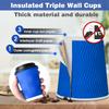 Ginkgo Disposable To Go Coffee Cups with Lids 12 oz 100 Pack, Double Wall Ripple Insulated Blue Paper Cups for Hot Beverage, Chocolate, Cocoa and coffee view 3