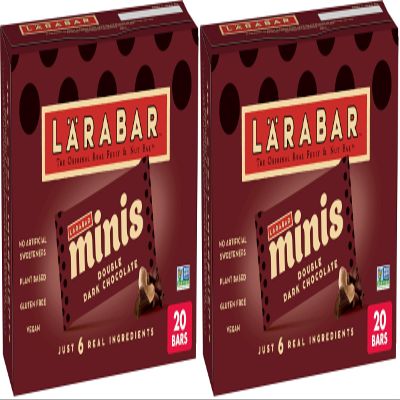 LRABAR Double Dark Chocolate Mini Bars, Gluten Free Vegan Bars, 20 ct (Pack of 2)