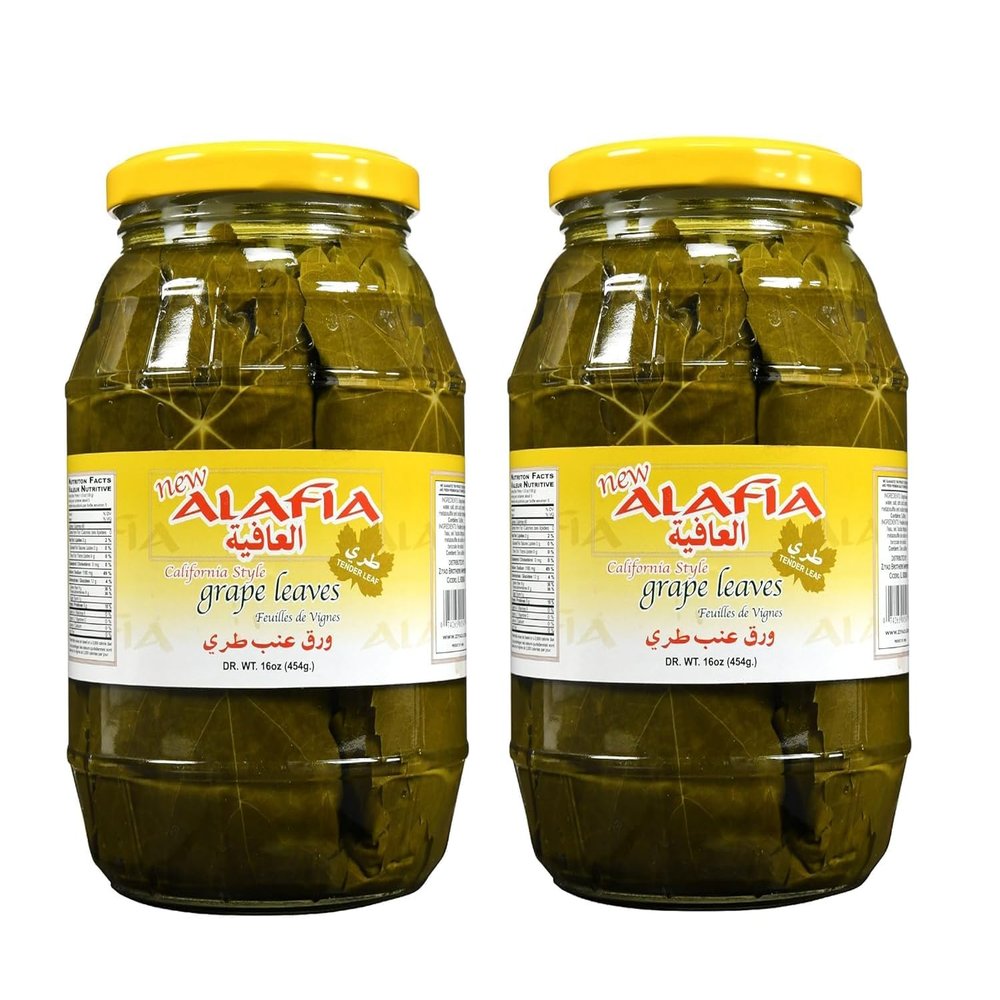 Al Afia California Style Grape Leaves California Style - Tender Leaves Premium Quality- 16 Oz-475 Gm. Pack of 2 Jars -    