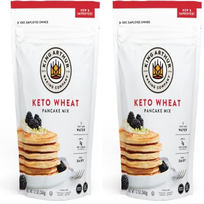 King Arthur, Keto Wheat Pancake Mix, Sourced Non-GMO, Certified Kosher, Keto Friendly, 12 Oz, Packaging May Vary (Pack of 2)