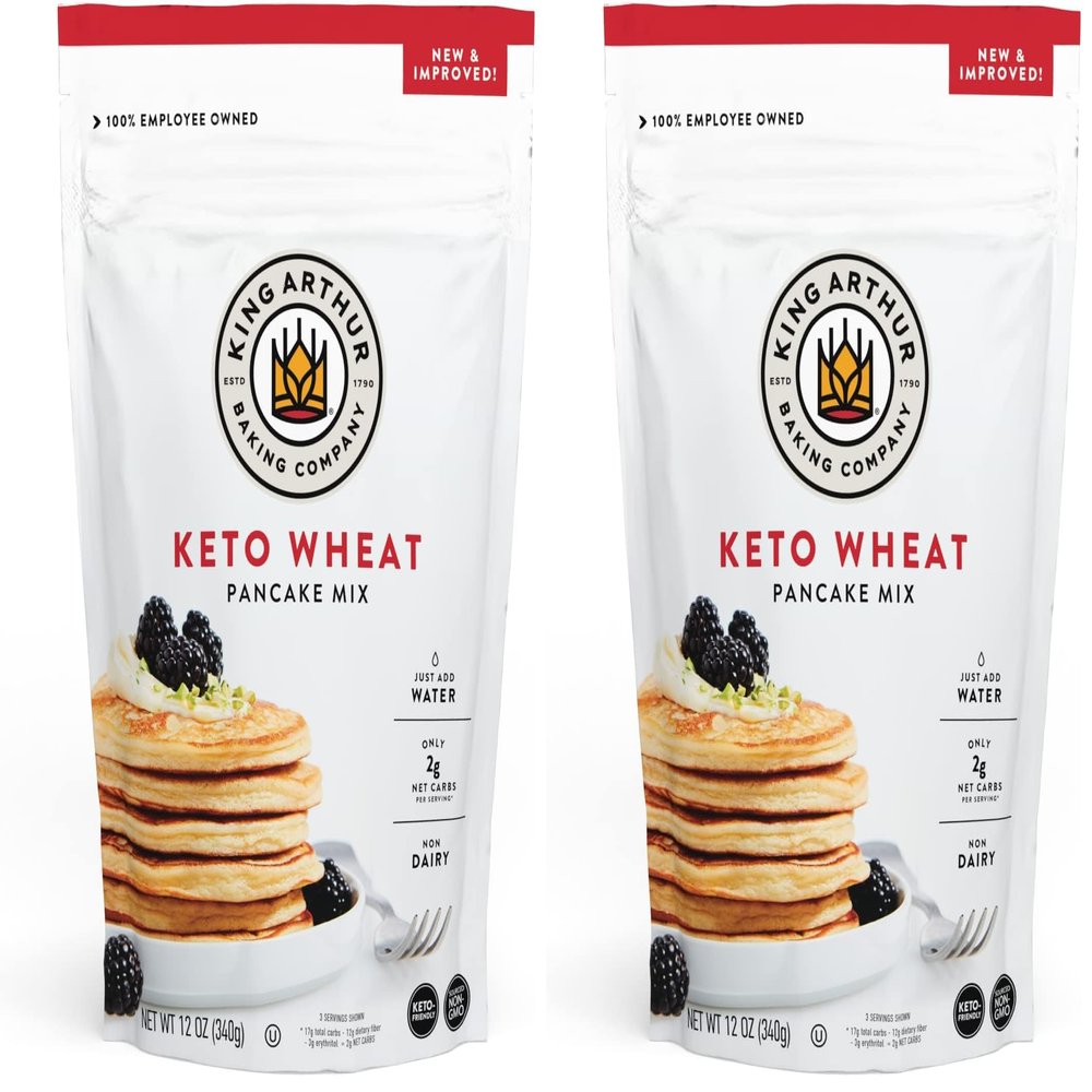 King Arthur, Keto Wheat Pancake Mix, Sourced Non-GMO, Certified Kosher, Keto Friendly, 12 Oz, Packaging May Vary (Pack of 2)