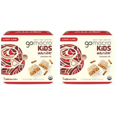 GoMacro Kids MacroBar Organic Vegan Snack Bars - Cinnamon Roll (0.90 Ounce Bars, 7 Count) (Pack of 2)