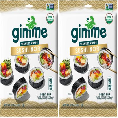 Gimme Seaweed Sushi Nori Premium Organic Roasted Seaweed Sheets, Keto, Vegan, Gluten-Free, Restaurant-style Sushi Nori Sheets 0.81 Ounce (Pack of 2)