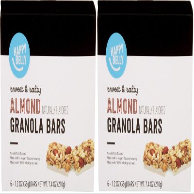 Amazon Brand - Happy Belly Sweet & Salty, Almond Granola Bars, 1.2 Oz, 6 Count (Pack of 2)