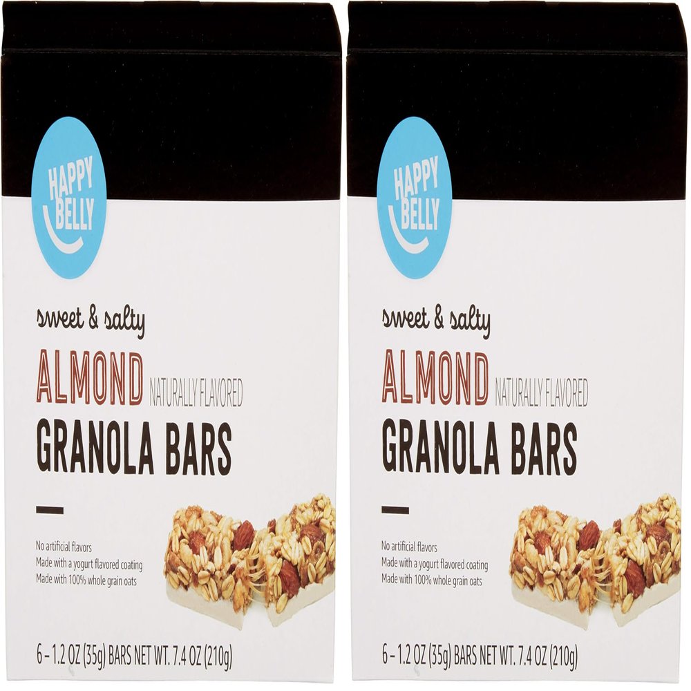 Amazon Brand - Happy Belly Sweet & Salty, Almond Granola Bars, 1.2 Oz, 6 Count (Pack of 2)