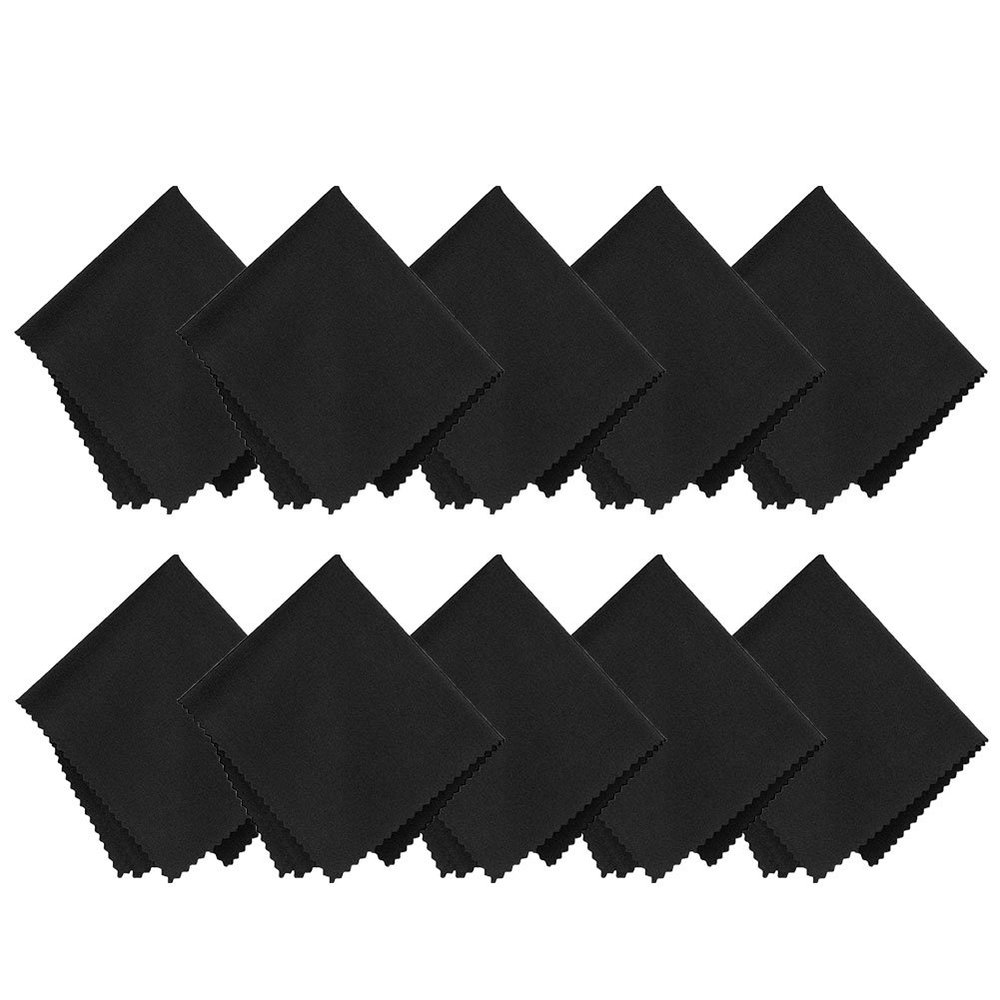 10Pcs Black Measurement & Analysis Instruments Saw Tooth Edge Premium Microfiber Cleaning Cloths for Lens Glasses Screen Eyeglasses Care