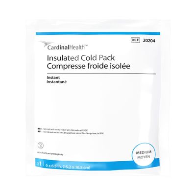 Cardinal Health Instant Cold Pack, Insulated, Medium, 6 x 6.5IN, Case of 24