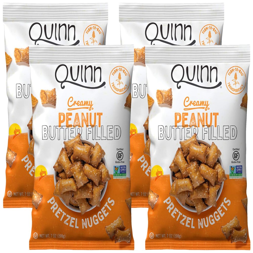 Quinn Snacks Peanut Butter Filled Pretzels, 7 Oz (Pack of 4)