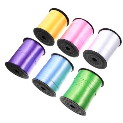 Beavorty 6rolls Yards Balloon Binding Ribbon Decorative Curling Ribbon Pack for Wrapping Happy Birthday Supplies