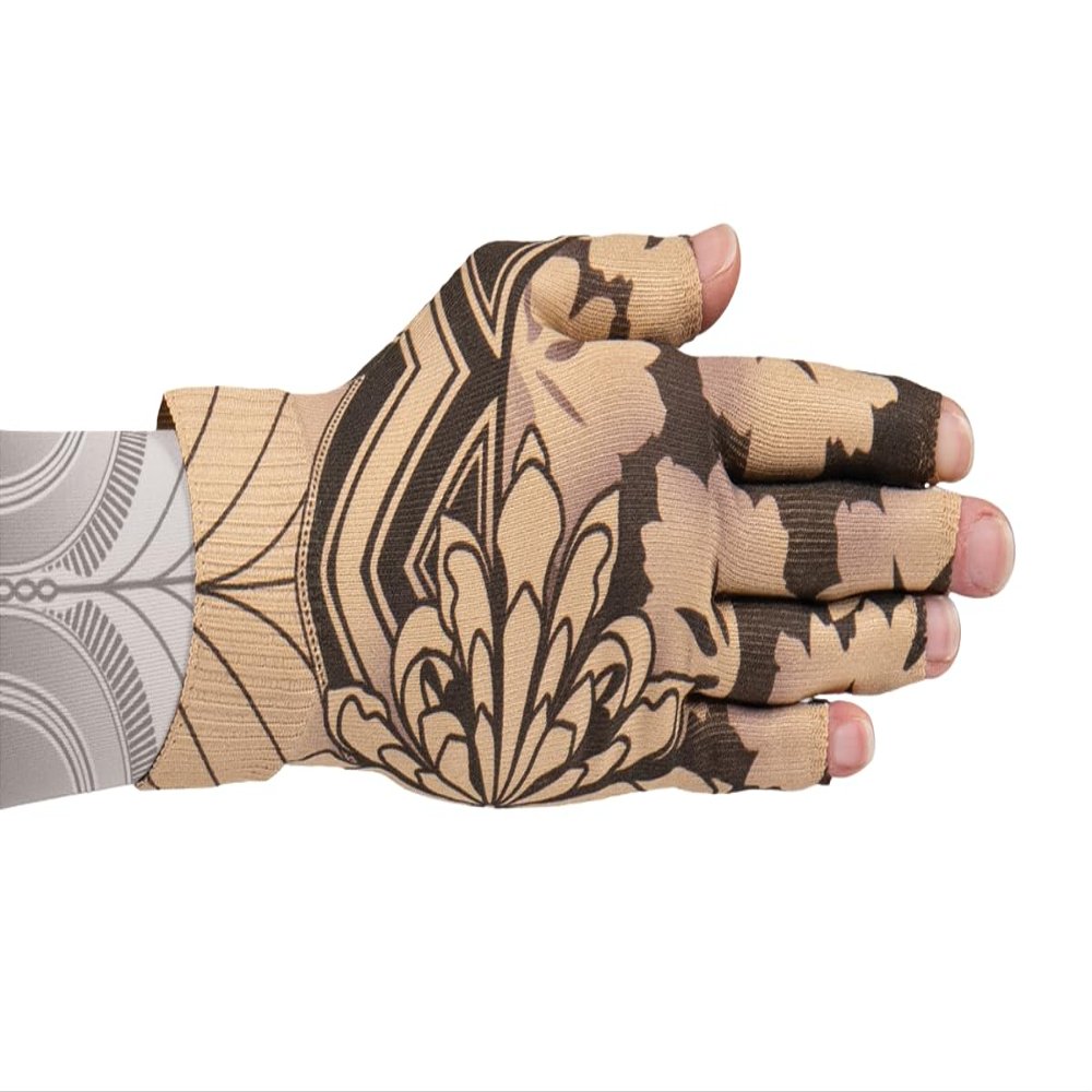 Lymphedivas Gatsby Beige Medical Graduated Compression Glove for Lymphedema (20-30 mmHg Medium)