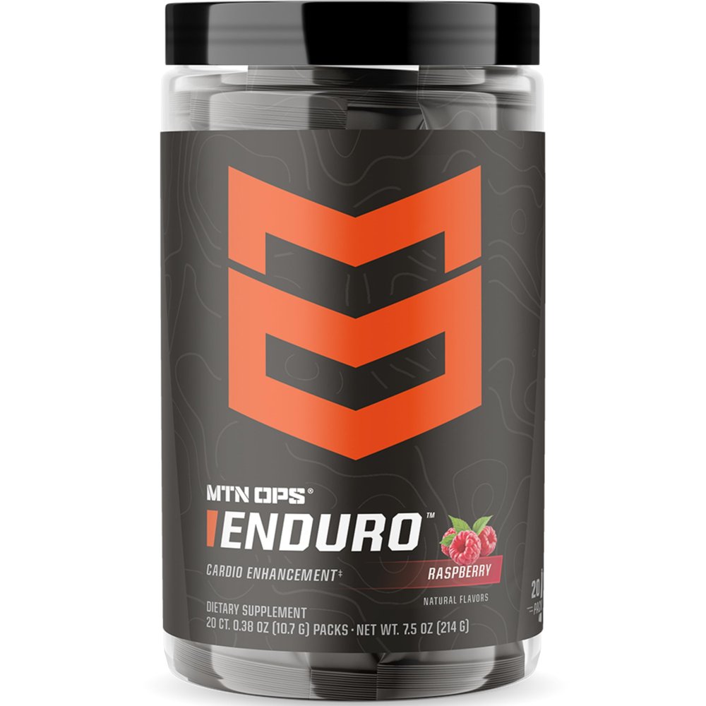MTN OPS Enduro Trail Packs Nitric Oxide Stim Free Pre Workout | Magnesium Citrate, L Arginine & L Citrulline Caffeine Free Preworkout | 20 Serving Raspberry