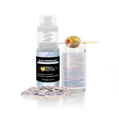 Brew Glitter Edible Drink Glitter Pump 1x 4g for Cocktails, Beer, & Beverages (Blue Iridescent)