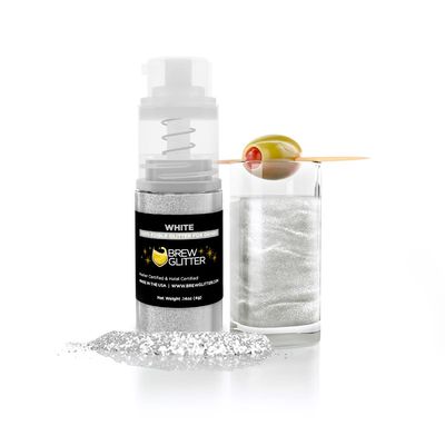 Brew Glitter Edible Drink Glitter Pump 1x 4g for Cocktails, Beer, & Beverages (White)
