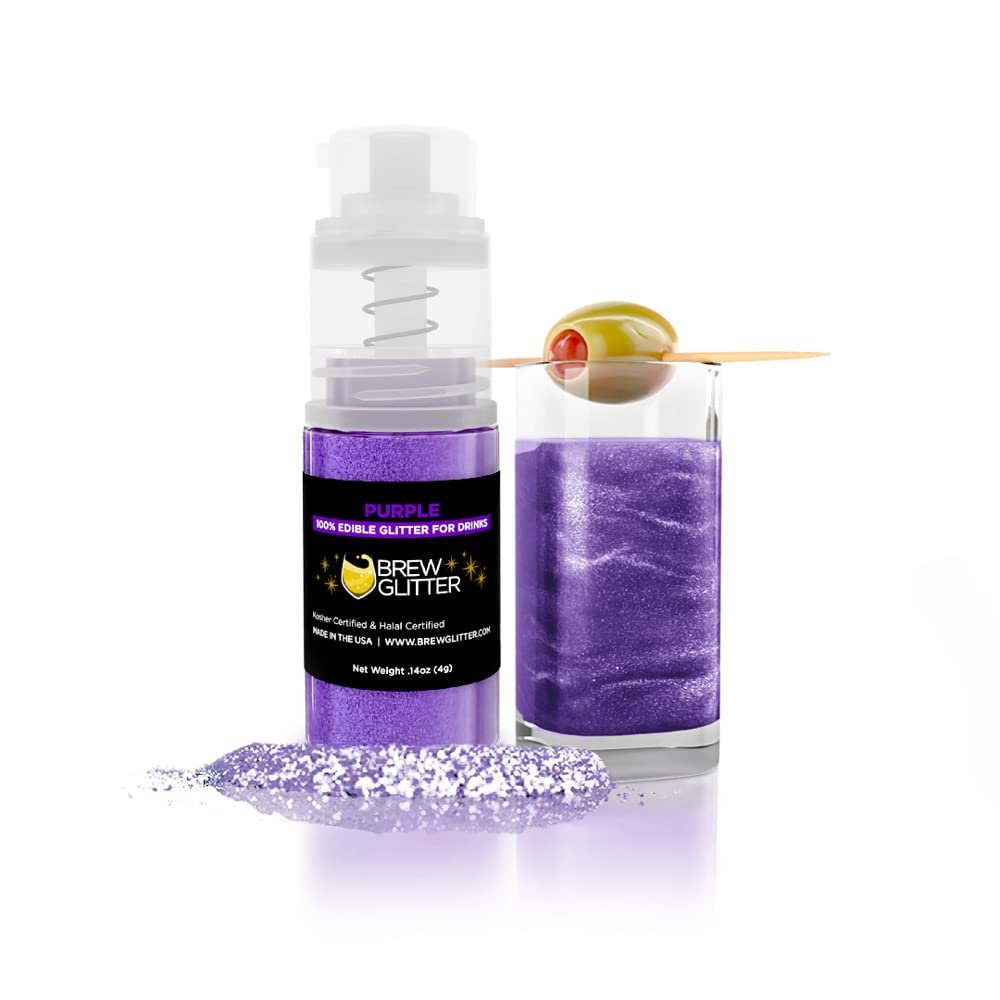 Brew Glitter Edible Drink Glitter Pump 1x 4g for Cocktails, Beer, & Beverages (Purple)