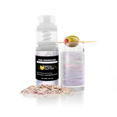 Brew Glitter Edible Drink Glitter Pump 1x 4g for Cocktails, Beer, & Beverages (Pink Iridescent)