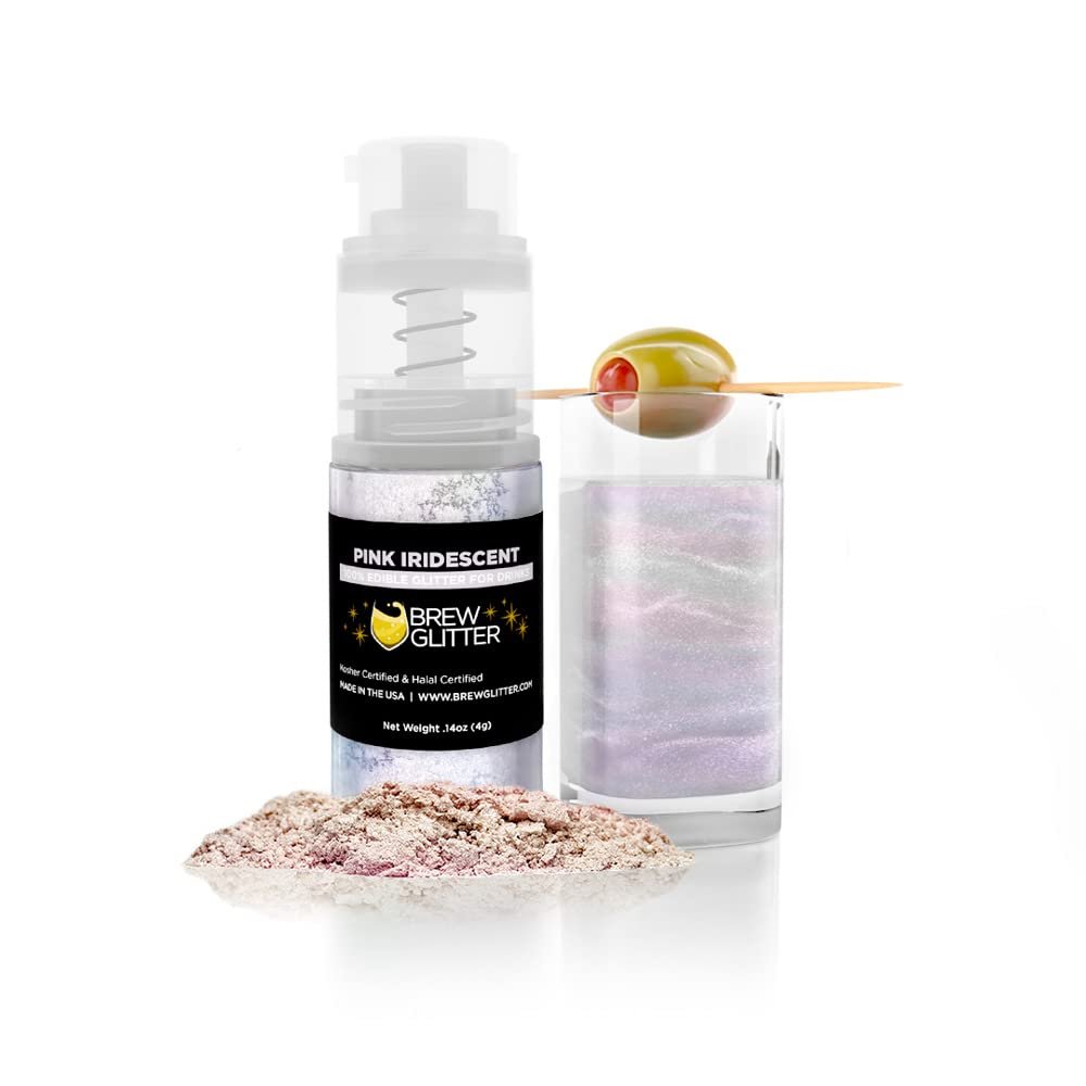 Brew Glitter Edible Drink Glitter Pump 1x 4g for Cocktails, Beer, & Beverages (Pink Iridescent)