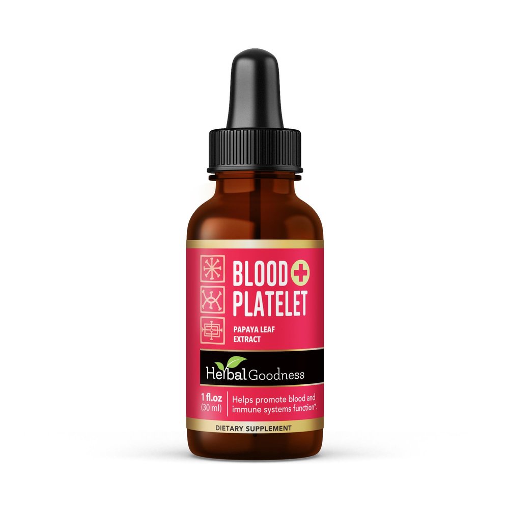 Herbal Goodness Papaya Leaf Blood Platelet Liquid Supplement - Liquid Tincture 1oz - Natural Blood Platelet Boost & Immune Support, Bone Marrow - Blood Cleanse Formula - Made in USA