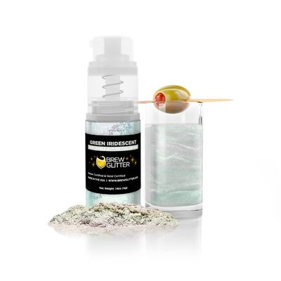Brew Glitter Edible Drink Glitter Pump 1x 4g for Cocktails, Beer, & Beverages (Green Iridescent)
