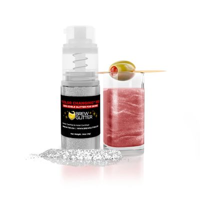 Brew Glitter Edible Drink Glitter Pump 1x 4g for Cocktails, Beer, & Beverages (Color Changing Red)