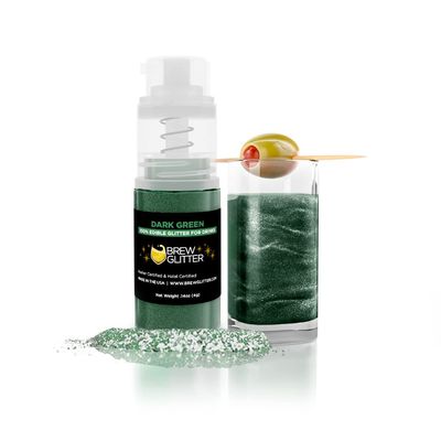 Brew Glitter Edible Drink Glitter Pump 1x 4g for Cocktails, Beer, & Beverages (Dark Green)