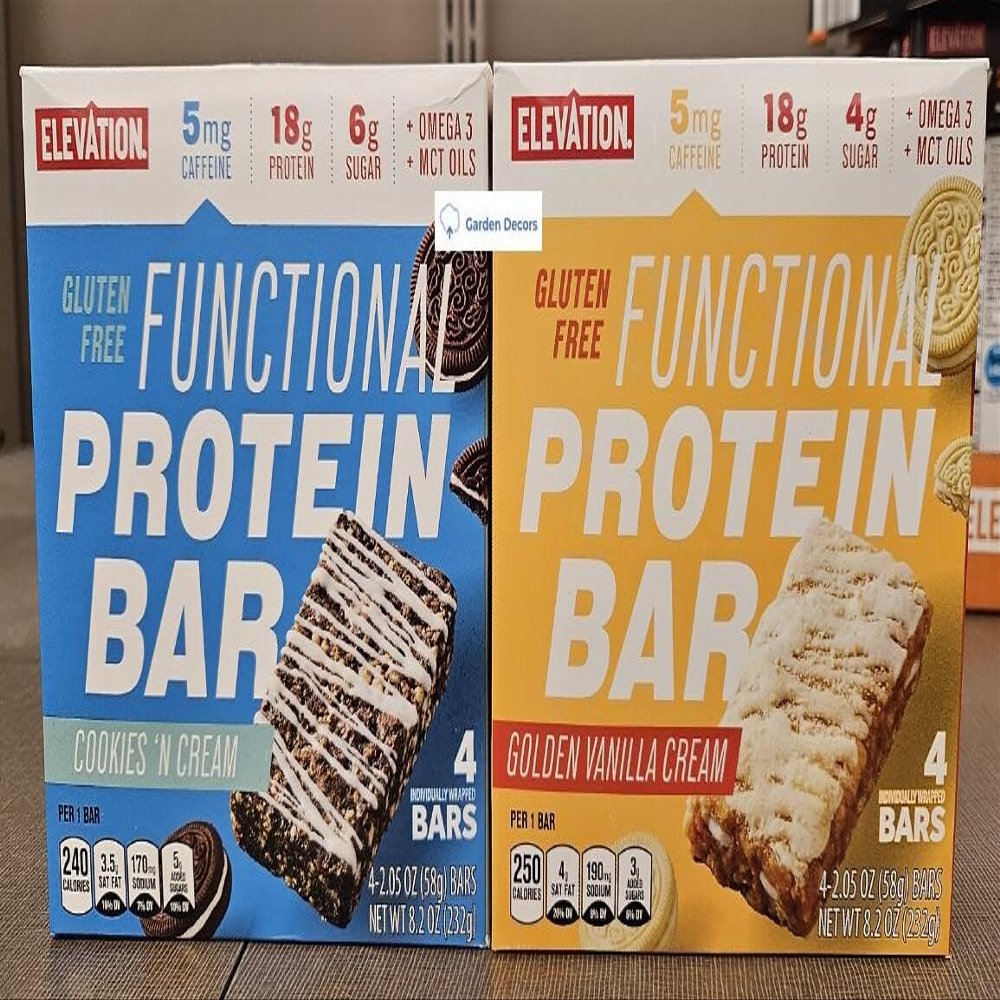 NineLife Basics Elevation Gluten Free Functional Protein Bar Cookies N Cream & Golden Vanilla Cream 8.2oz 232g (Two Boxes)