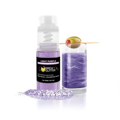 Brew Glitter Edible Drink Glitter Pump 1x 4g for Cocktails, Beer, & Beverages (Light Purple)