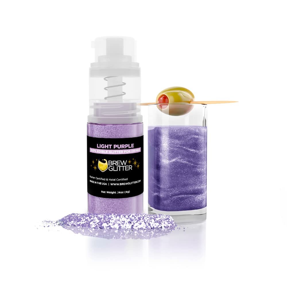 Brew Glitter Edible Drink Glitter Pump 1x 4g for Cocktails, Beer, & Beverages (Light Purple)