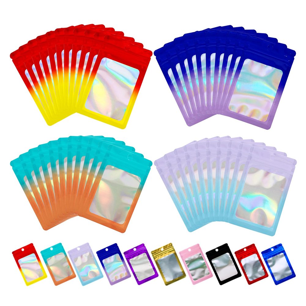 400 Pack Small Mylar Bags,Resealable Holographic Ziplock Packaging Bags for Small Business