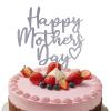 LewkHip Happy Mothers Day Cake Topper - Silver Glitter Cake Topper Heart Shaped Mothers Day Decoration, Birthday Party Supplies view 1
