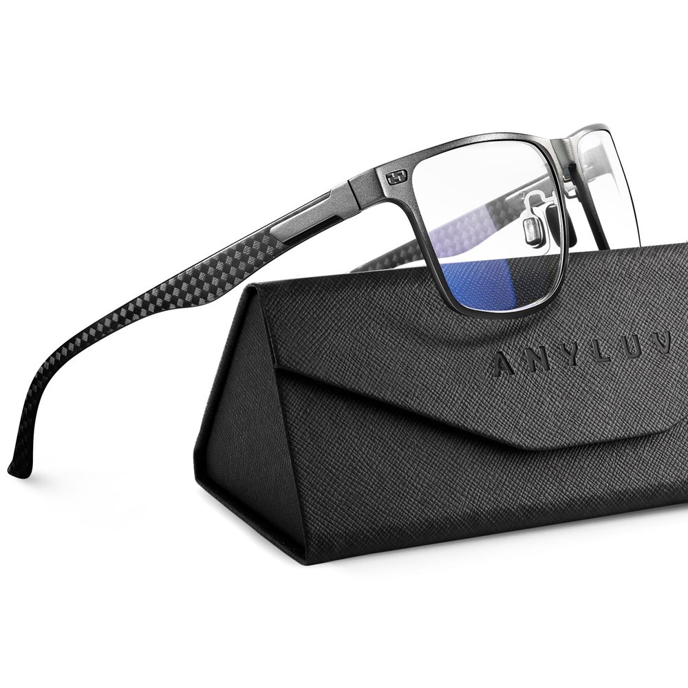 ANYLUV Reading Glasses Men Women Blue Light Blocking, Premium Mens Reading Glasses Al-mg Frame with Spring Hinge Anti Glare