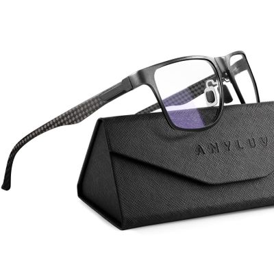 ANYLUV Reading Glasses Men Women Blue Light Blocking, Premium Mens Reading Glasses Al-mg Frame with Spring Hinge Anti Glare