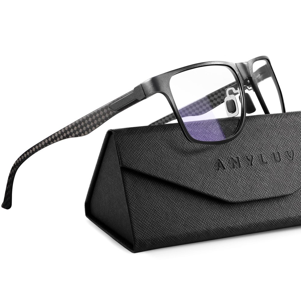 ANYLUV Reading Glasses Men Women Blue Light Blocking, Premium Mens Reading Glasses Al-mg Frame with Spring Hinge Anti Glare