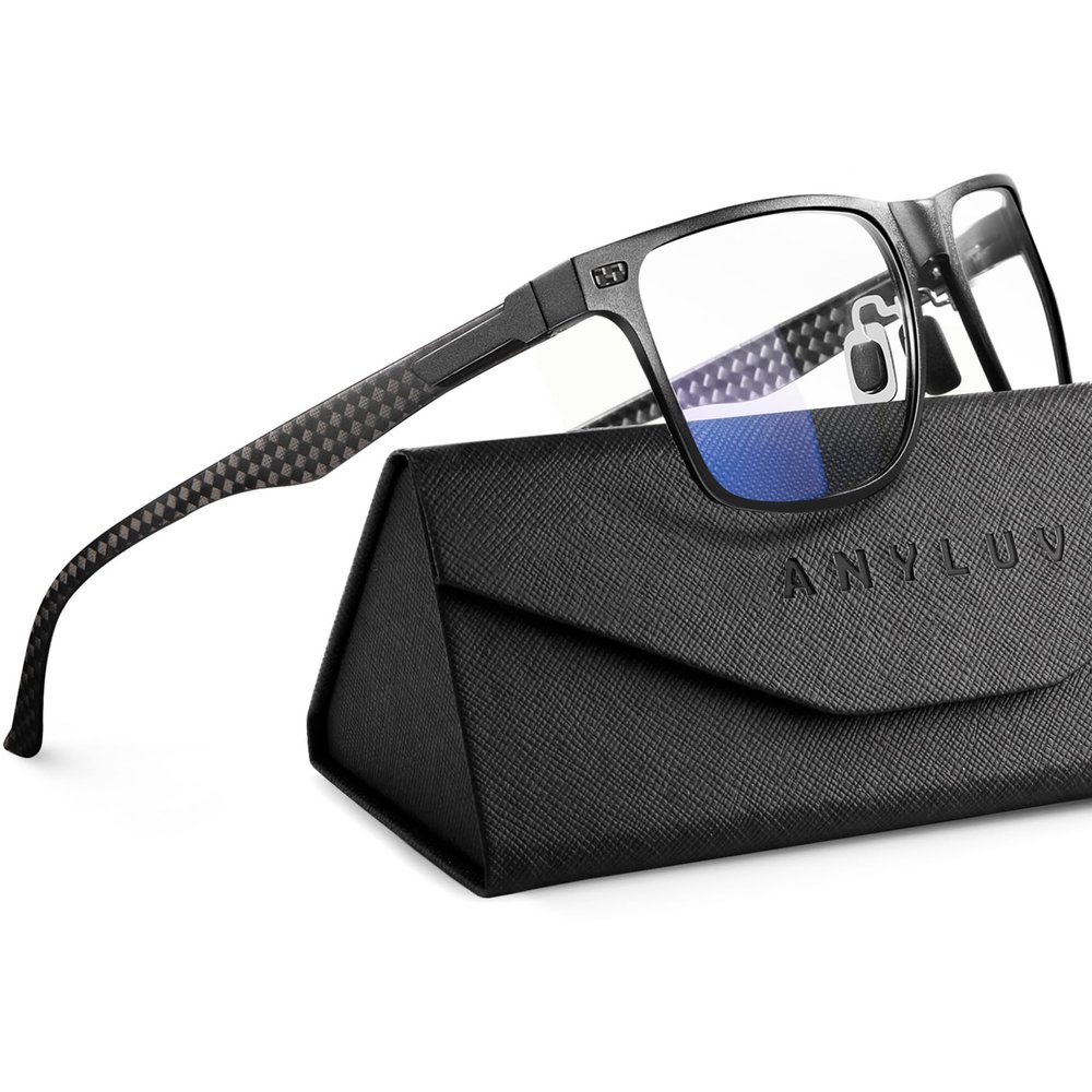 ANYLUV Reading Glasses Men Women Blue Light Blocking, Premium Mens Reading Glasses Al-mg Frame with Spring Hinge Anti Glare