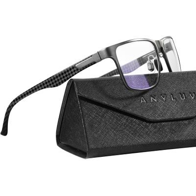 ANYLUV Reading Glasses Men Women Blue Light Blocking, Premium Mens Reading Glasses Al-mg Frame with Spring Hinge Anti Glare