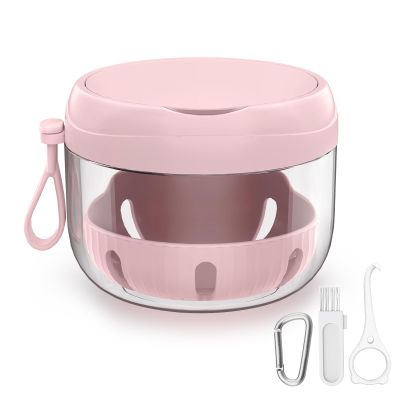 Denture Bath Box Cup, Leak Proof Denture Cup Kit Portable Retainer Case for Travel, Denture Case Cleaning Care for Dentures Aligner Mouth Guard with Denture Brush,Strainer, Removal Tool and Mirror