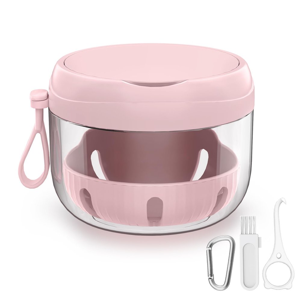 Denture Bath Box Cup, Leak Proof Denture Cup Kit Portable Retainer Case for Travel, Denture Case Cleaning Care for Dentures Aligner Mouth Guard with Denture Brush,Strainer, Removal Tool and Mirror