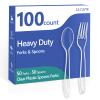 100 Count Plastic Silverware Heavy Duty -50 Forks, 50 Spoons, BPA-Free, Heat Resistant, Disposable Plastic Utensils Set, Plastic Cutlery Set, Plasticware Suitable for Party Everyday Use view 1