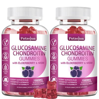 Putaojun Glucosamine Chondroitin Supplements with MSM & Elderberry | Glucosamine Chondroitin Gummy for Adults & Women Men | Glucosamine chondroitin Gummies Extra Strength | Joint Supplement | 2 Pack