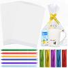 Weithewei Cellophane Bags, 8 * 11 Inch 50pcs Clear Cellophane Bags with 60pcs Colorful Pull Bows&100pcs Colorful Ties,Flat Bottom Clear Cookie Bags for Packing Goods of Birthday or Other Festivals. view 1