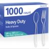 1000 Count Plastic Silverware Heavy Duty - 500 Spoons, 500 Forks, BPA-Free, Heat Resistant, Disposable Plastic Utensils Set, Plastic Cutlery Set, Plasticware Bulk for Party view 1
