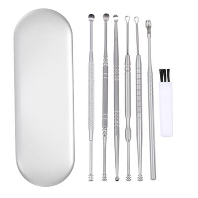 minkissy 1set Stainless Steel Earwax Cleaning Tool Set Portable Ear Cleaner Spiral Design for Safe Wax Removal for Family and Travel Use and Practical Earwax Picks