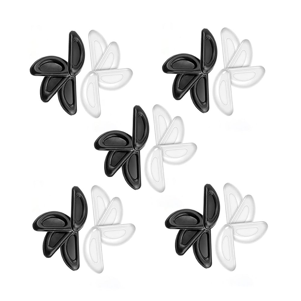 COOLHIYA 20pairs Silicone Glasses Nose Pads Comfortable Eyeglass Cushion Replacements for Non-Slip Fit Black Easy to Install
