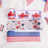 4th of July Patriotic Burlap Ribbons Red White Blue Fabric Ribbon with USA Flag Stars Stripes Truck Print for Wreath Bows Wrapping 2.5" X 5.4 Yards Memorial & Independence Day DIY Crafts Supplies (C) view 2