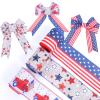 4th of July Patriotic Burlap Ribbons Red White Blue Fabric Ribbon with USA Flag Stars Stripes Truck Print for Wreath Bows Wrapping 2.5" X 5.4 Yards Memorial & Independence Day DIY Crafts Supplies (C) view 3