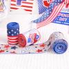 4th of July Patriotic Burlap Ribbons Red White Blue Fabric Ribbon with USA Flag Stars Stripes Truck Print for Wreath Bows Wrapping 2.5" X 5.4 Yards Memorial & Independence Day DIY Crafts Supplies (C) view 4