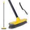 Deck Brush with Long Handle, Floor Scrub Broom for Shower, 50'' Outdoor Scrubber for Carpet, Boat, Patio, Garage, Concrete Cleaning view 1