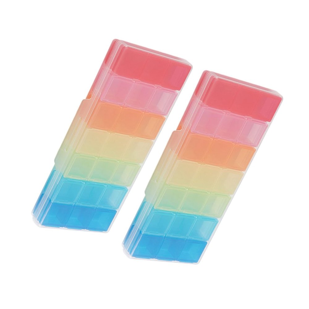 minkissy 2pcs Colorful Detachable Pill Organizer with Compartments for Weekly Medication Management Portable Medicine Case for Easy Daily Use for Vitamins and Supplements