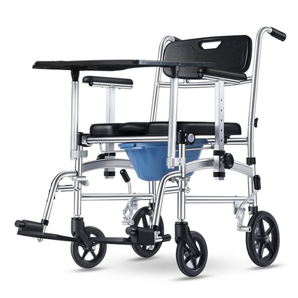 Comfortable Toilet Chair,Foldable ble Commode Chair with Wheel, Padded Seat Mobile Shower Chair,for Seniors Disabled (Color : Lifting Armrest B)