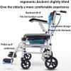 Comfortable Toilet Chair,Foldable ble Commode Chair with Wheel, Padded Seat Mobile Shower Chair,for Seniors Disabled (Color : Lifting Armrest B) view 3