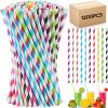 Eaasty 1200 Pcs Colored Paper Straws Bulk Disposable Striped Drinking Paper Straws for Summer Juice, Shakes, Cocktail,7.87 Inches, 0.24'' Diameter (Multicolor) view 1